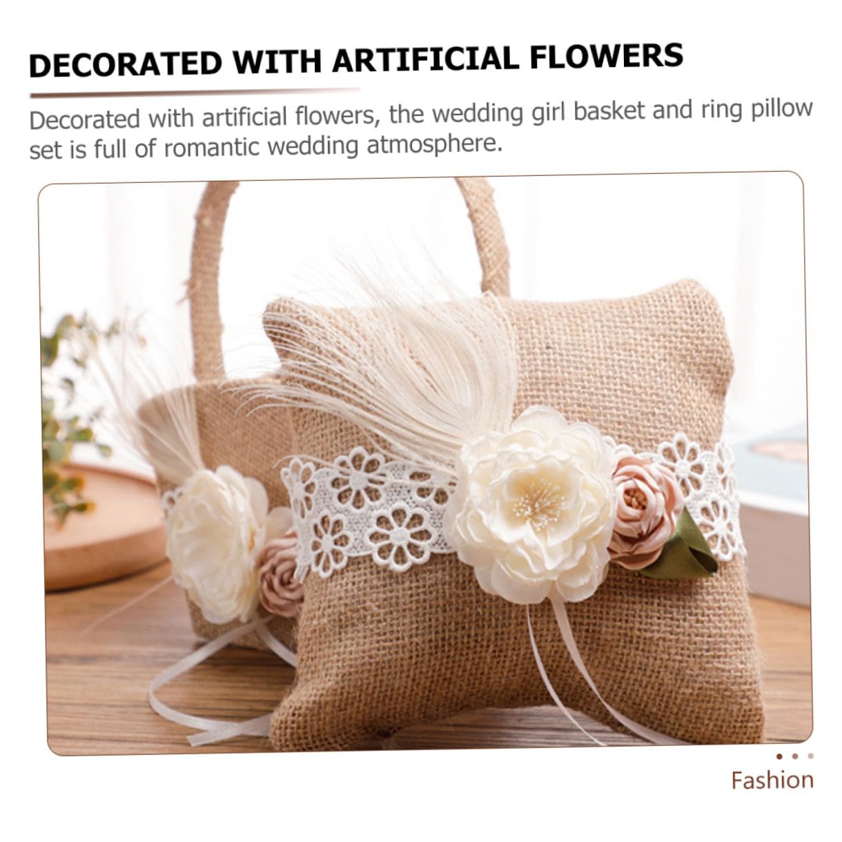 1Satz Hochzeitsblumenkorb und Ringkissen Set für Blumenmädchen Dekorative Ringkissen und Blumenkörbe aus Hochwertigem Material Romantische Hochzeit Dekoration für Trauung und Verlobung