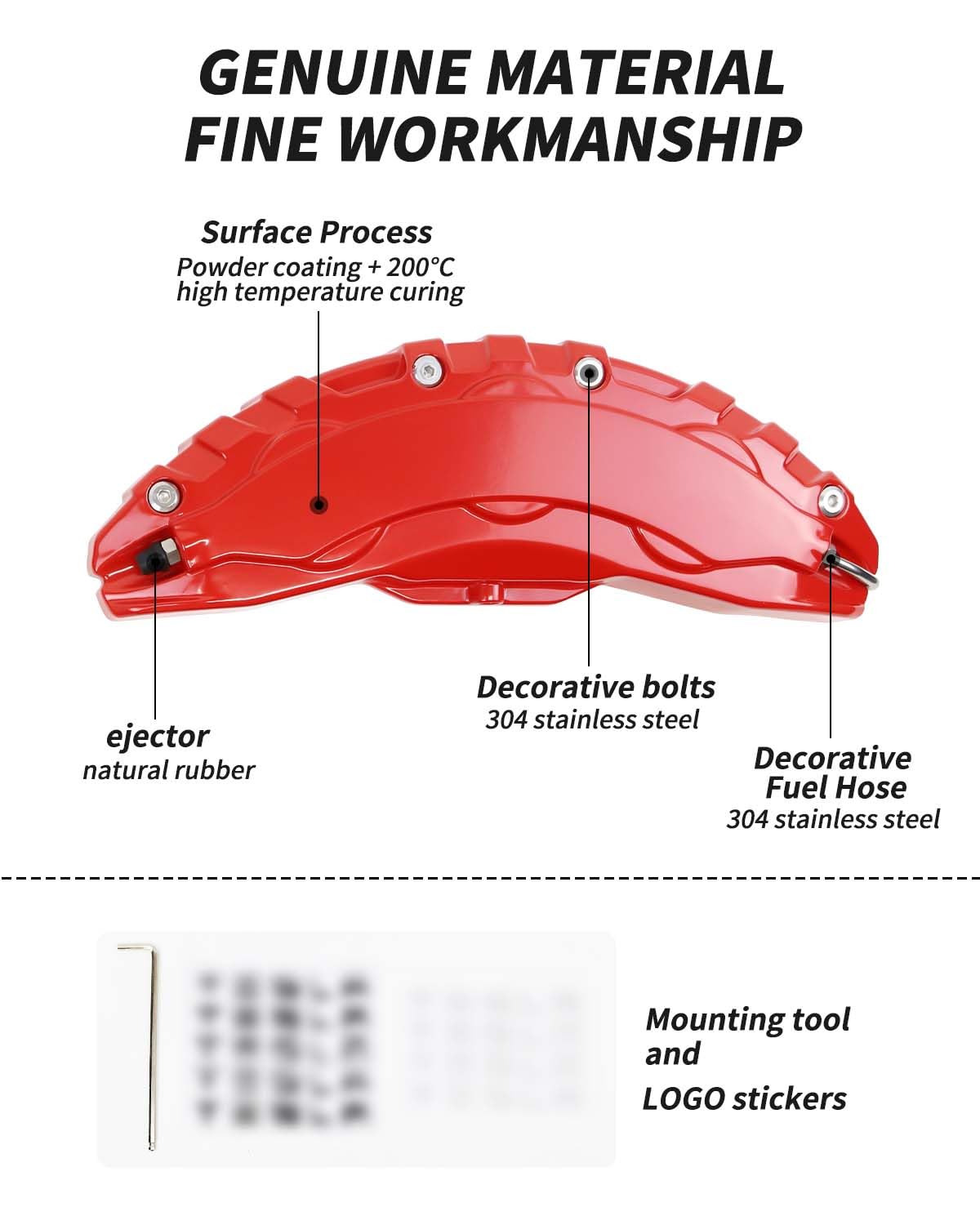 Cubierta de pinza de freno adecuada para 2020 2021 2022 2023 2024 2025 Tesla Model Y Accesorios Tamaño de rueda 19 pulgadas 20 pulgadas Protector de pinza de freno rojo (Rojo)