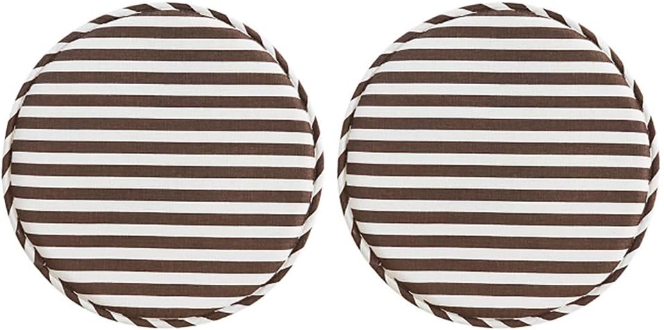 NOVWANG Pack of 2 Round Stool Bar Pad Soft Sponge Seat Pad,Diametre 13",Coffee Wide Stripes
