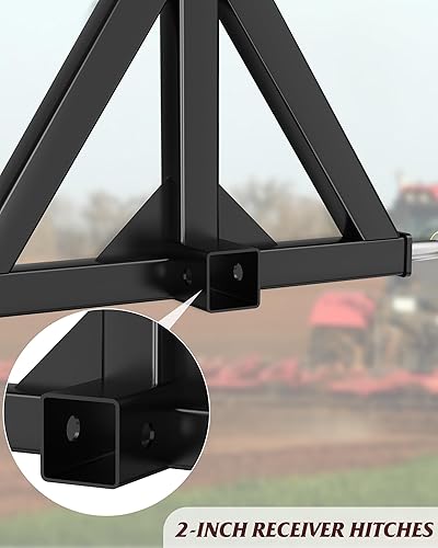 Miniatura 2 de Adaptador de barra de tracción de remolque receptor de 3 puntos de 2 pulgadas, compatible con tractor de categoría 1, compatible con enganche rápido