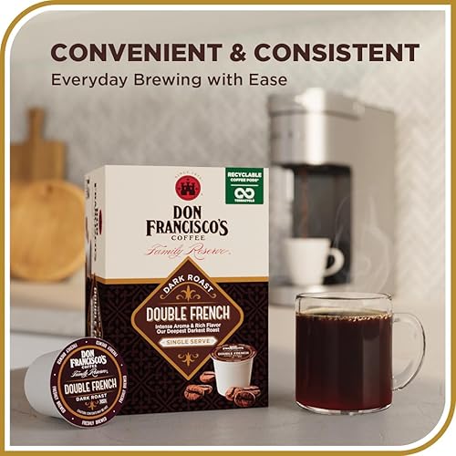 Miniatura 3 de Don Franciscos Coffee Double French cápsulas reciclables estilo K-Cup, tueste oscuro, compatibles con cafeteras Keurig (72 unidades)