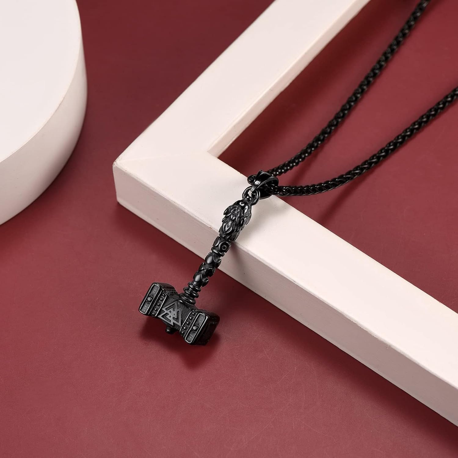 FaithHeart Viking Thor's Hammer Talisman Necklace for Men, Vintage Norse Mjolnir Amulet Pendant with Sturdy Wheat Chain, Stainless Steel Jewelry (Gift Box) - Image 9