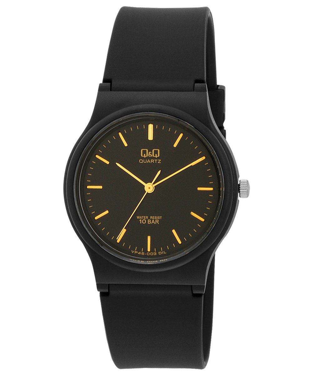 Q&Q Casual Watch For Men Analog Rubber - VP46-003 black Black