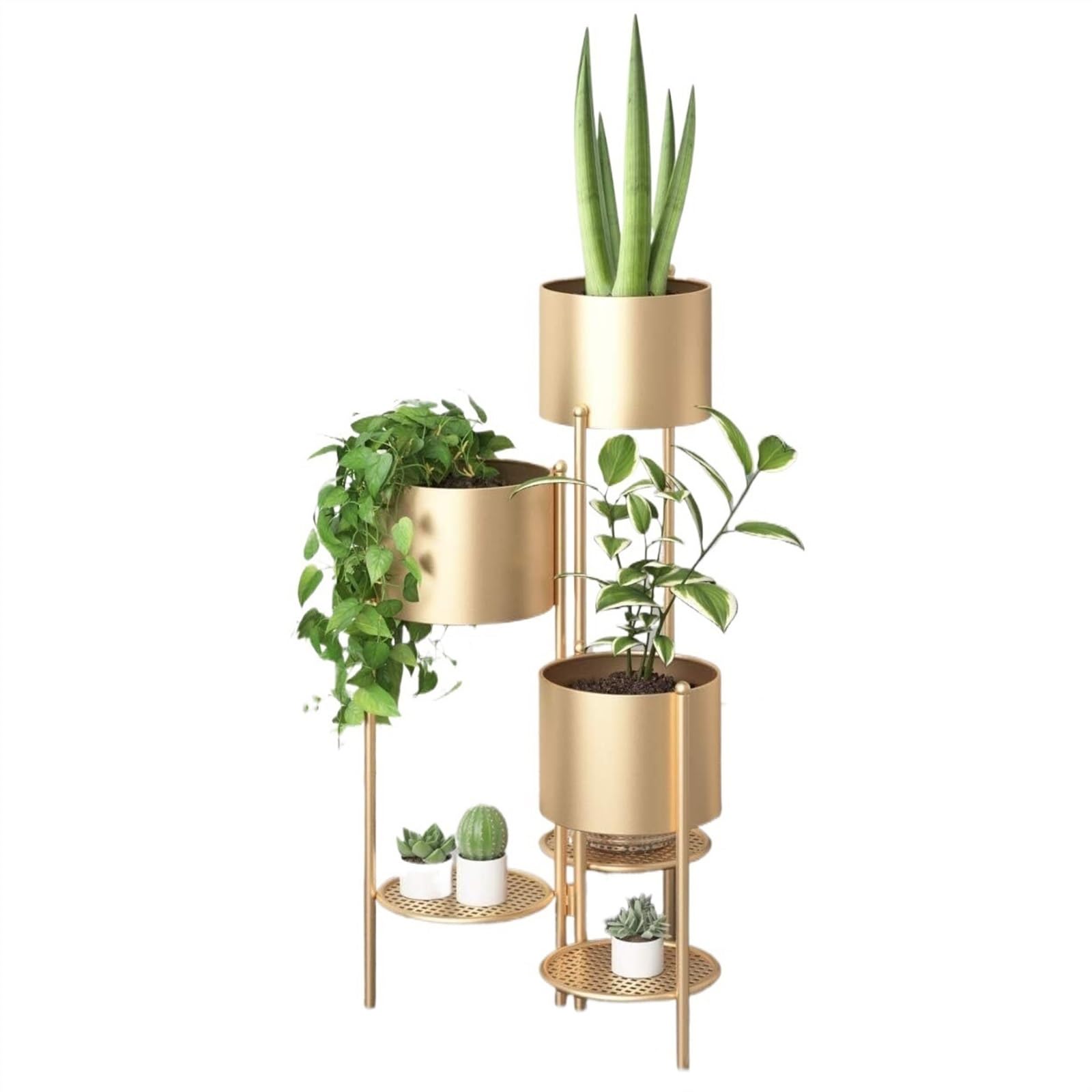 Kx9Lb8d Flower Display Stand Metal Plant Stand, 6 Tier Potted Indoor Black Flower Pot Holder Shelf, Foldable Decorative Display Rack for Multiple for Planters(Gold)