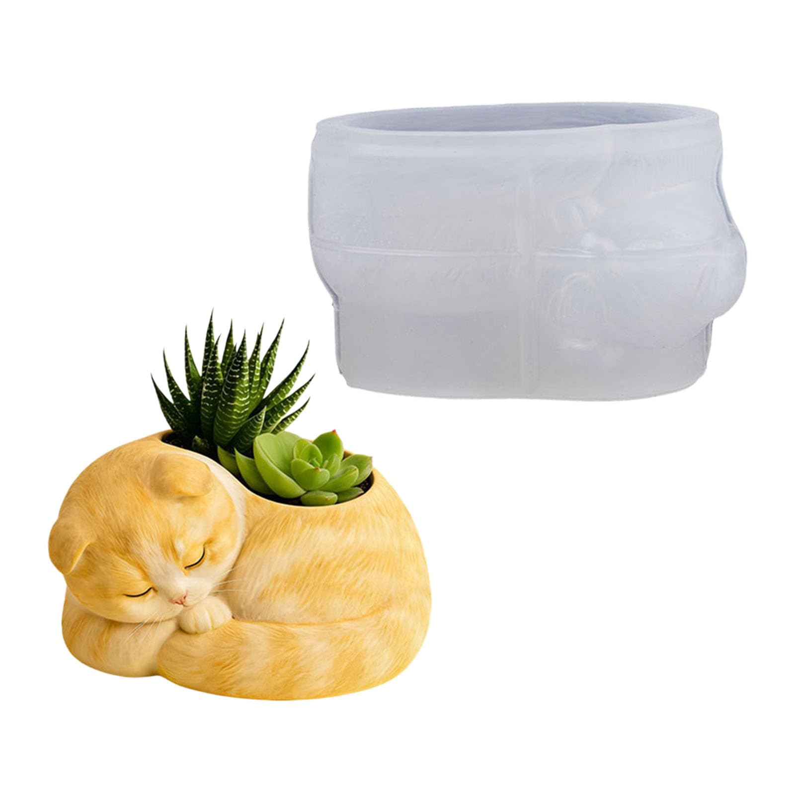 Jazuaiao Kitten Silicone Molds for Making Cup Pencil Holder Gypsum Flowerpots Storage Container Resin Casting Recyclable Cast