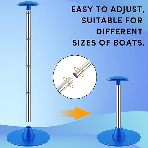 Miniatura 5 de Postes de soporte para cubierta de barco, sistema de soporte de cubierta de barco de acero inoxidable con correa de cincha, extensión de 4 etapas de