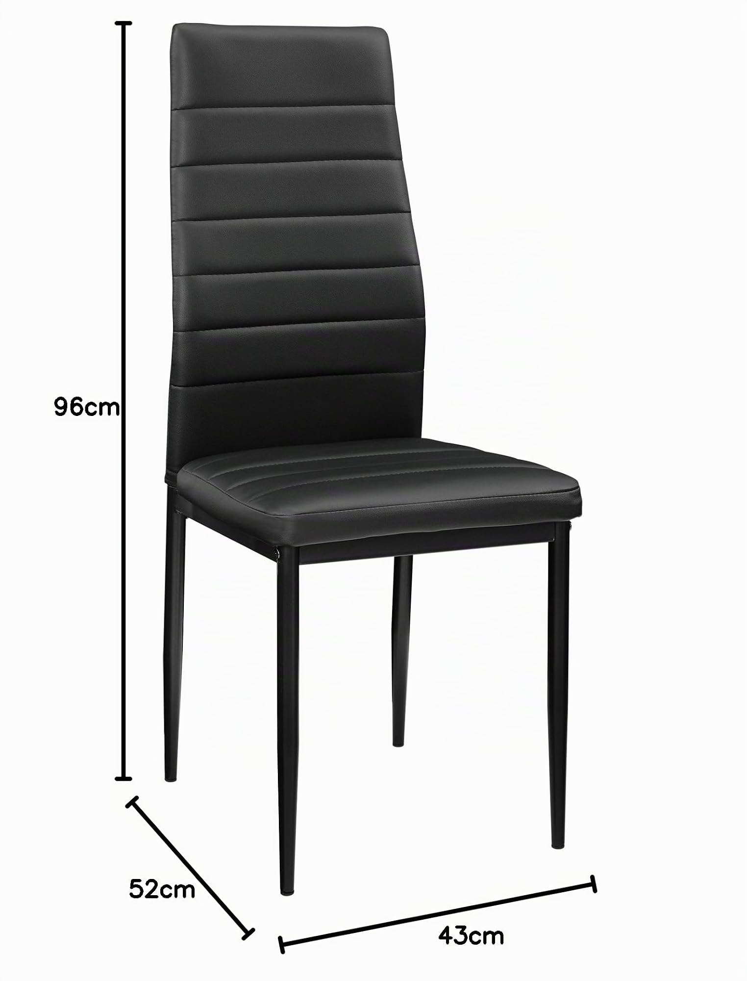 [en.casa] Set di 2 Sedie da Sala Pranzo Sedie Eleganti con Schienale Alto e Sedute Imbottite Rivestimento in Similpelle - Nero