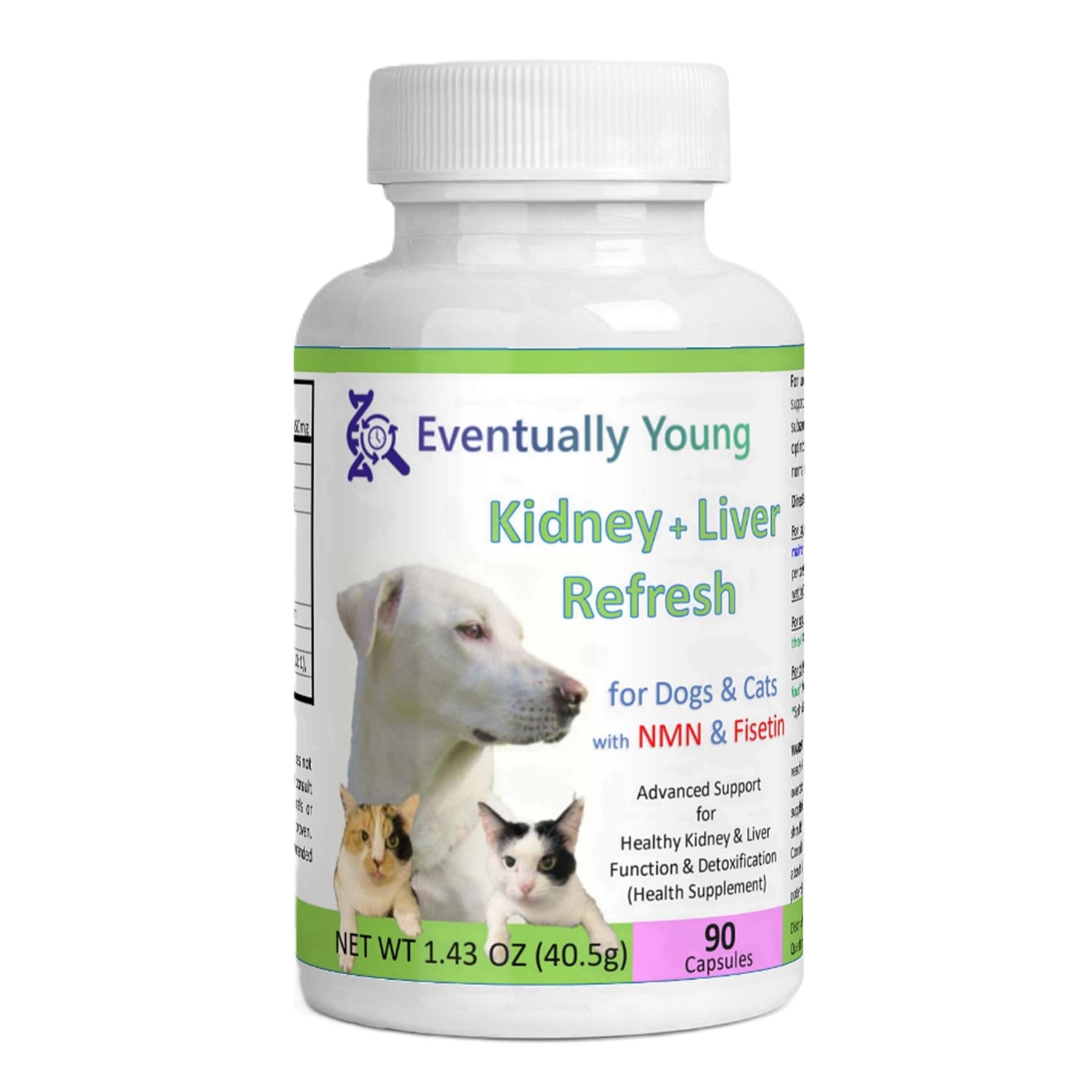 12-in-1 Kidney Support for Dog & Cat with NMN & Fisetin - Super Phosphate Binder Kidney and Liver Supplement for Feline, Canine Healthy Aging & Longevity NAD+ (90 Capsules)