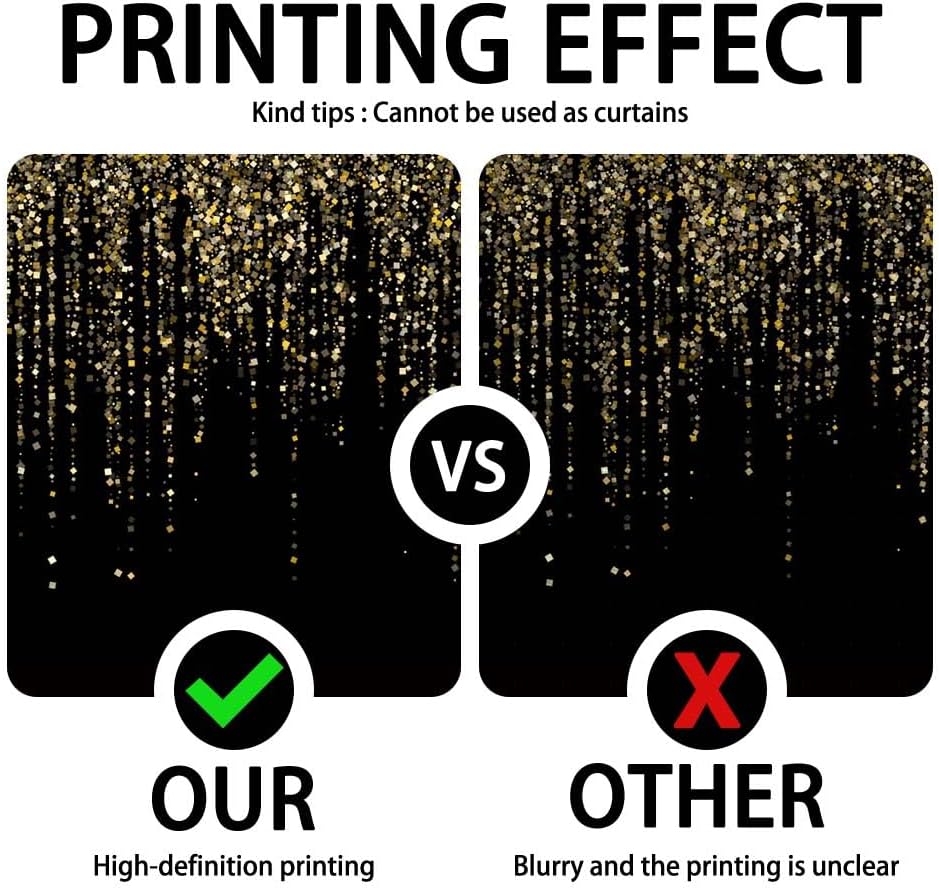 8x8FT Black and Gold Glitter Bokeh Sequin Backdrop Elegant Golden Party Decoration for Birthday Wedding Anniversary Prom Baby Shower Newborn Photographic Studio Photo Backgrounds