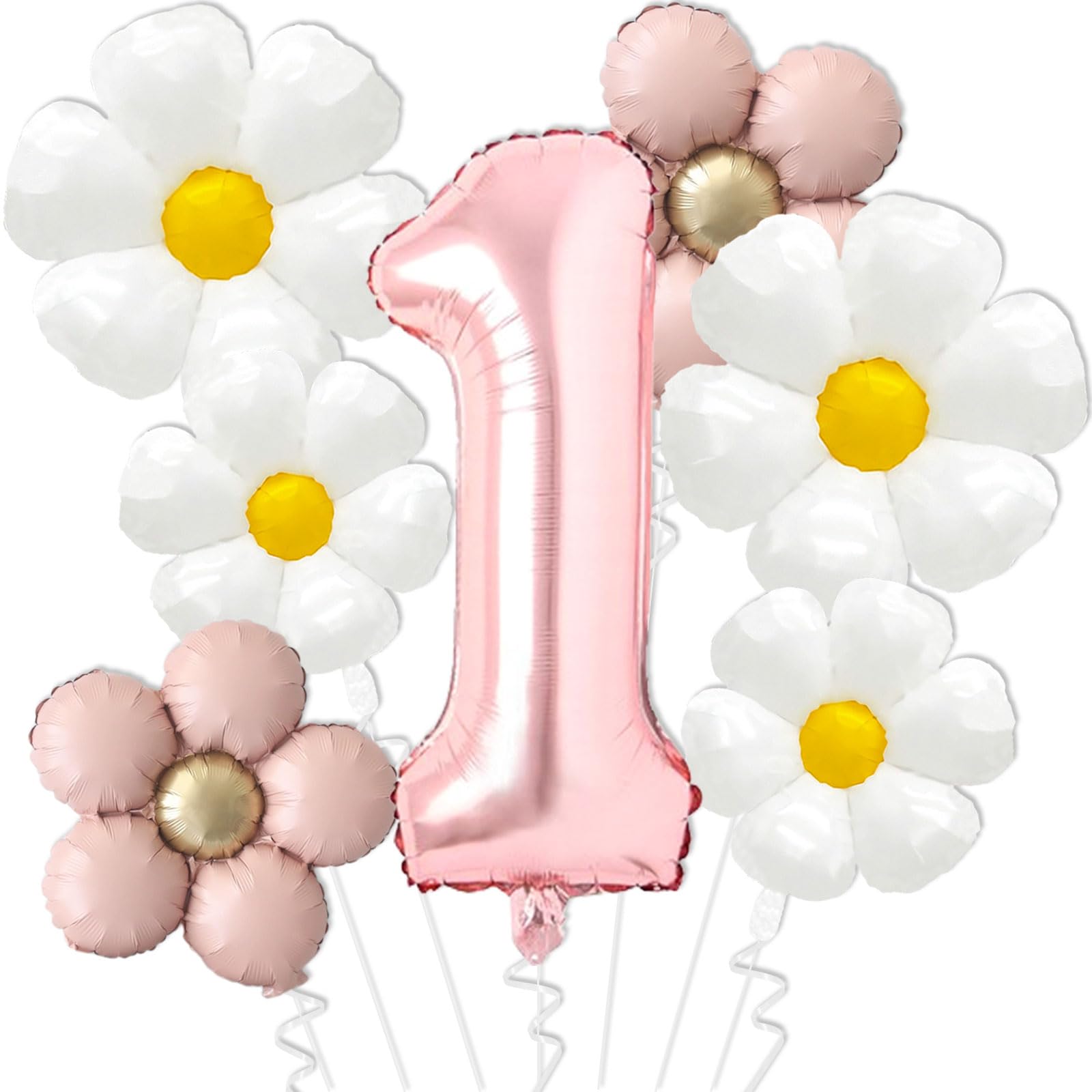 Photo 1 of Groovy One Birthday Decorations - 40 Inch Foil Rose Gold Number 1 Balloons - Daisy Balloons for One Groovy Baby Birthday Decorations - Daisy First Birthdays Decoration