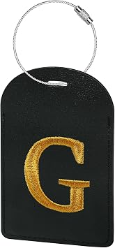 Gloppie Initial Luggage Tags TSA Approved Letter Luggage Tag for Suitcases, Embroidered Monogrammed Travel Bag Tags Black Baggage Tag G