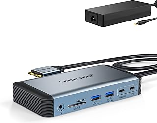 Station d'accueil USB C pour MacBook Triple Display Lemorele 12 en 2 Hub avec Double HDMI, Gigabit Ethernet, 4 Ports USB 3.0, 18 W PD Out, données USB C, TF/SD, Audio/Micro 3,5 mm