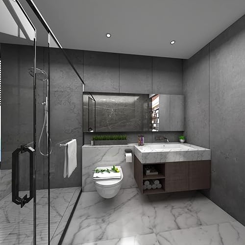 Miniatura 21 de TOTIO Papel tapiz de hormigón gris mate, grueso, 32 x 157 pulgadas, textura de cemento gris oscuro, papel de contacto, papel adhesivo para encimera