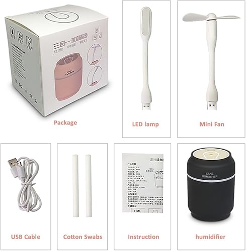 Miniatura 4 de innerest Mini humidificador 3en 1portátil de niebla ventilador LED luz de noche para Personal habitación individual computadora de la oficina,
