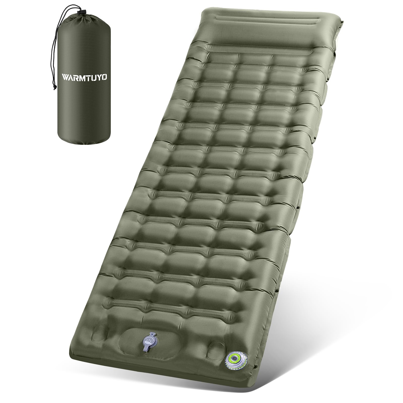 WARMTUYO Isomatte, Luftmatratze Camping mit Elektrisch Pumpe, 12CM Dicke Matratze Outdoor Aufblasbar, Schlafmatte Ultraleicht, Fuer Zelt, Strand, Reise, Trekking, Bikepacking, Wandern