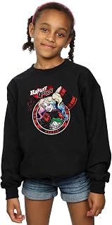DC Comics Girls Harley Quinn Joker Patch Sweatshirt Black 7-8 Years