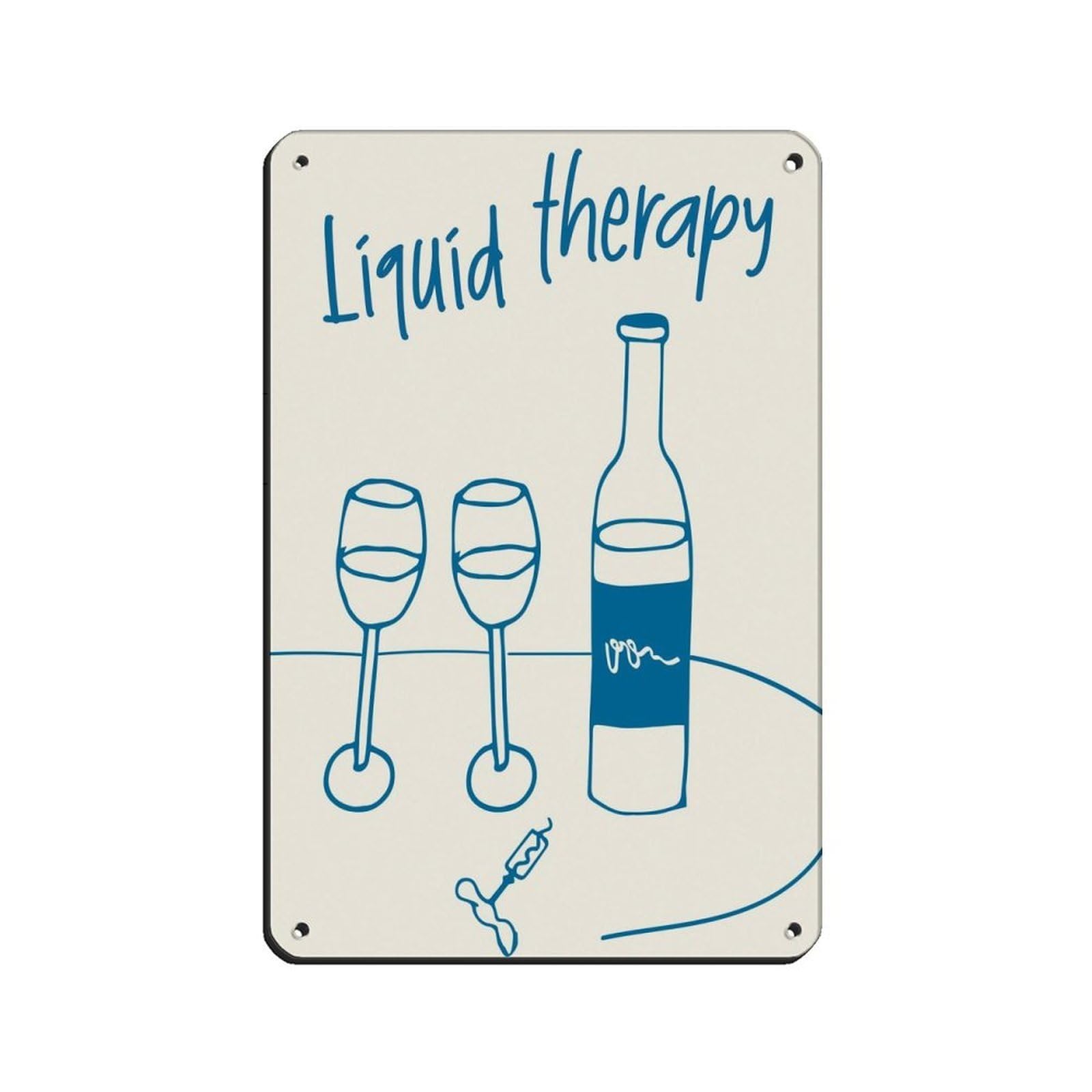 Liquid Therapy, Hand Drawn Wine Poster Retro Poster Metal Tin Sign Chic Art Retro Iron Painting Bar People Cave Cafe Family Garage Poster Wall Decoration 8x12inch(20x30cm)