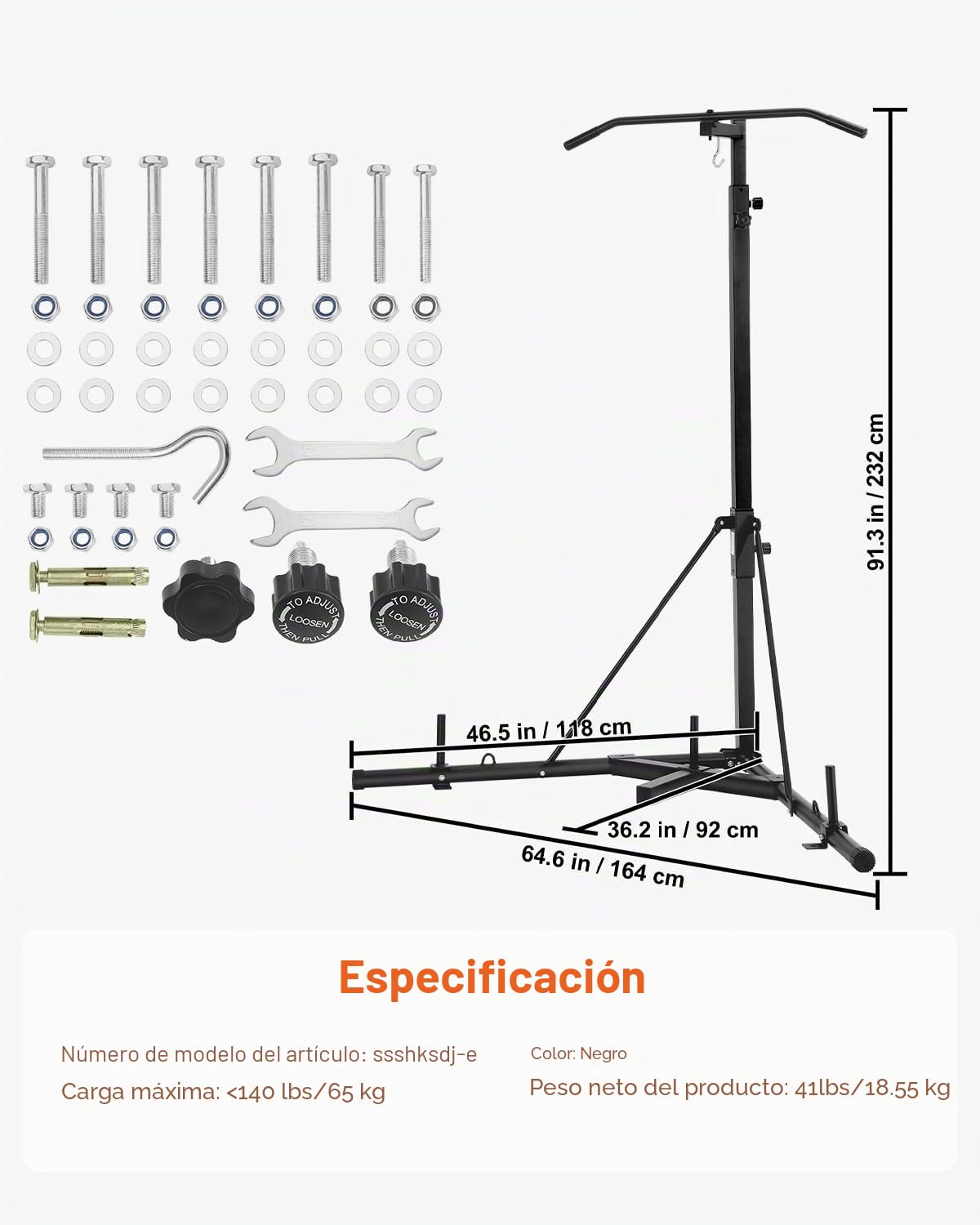 VEVOR Soporte para saco de boxeo, ajustable en altura, base pesada, soporta 140 libras, acero resistente