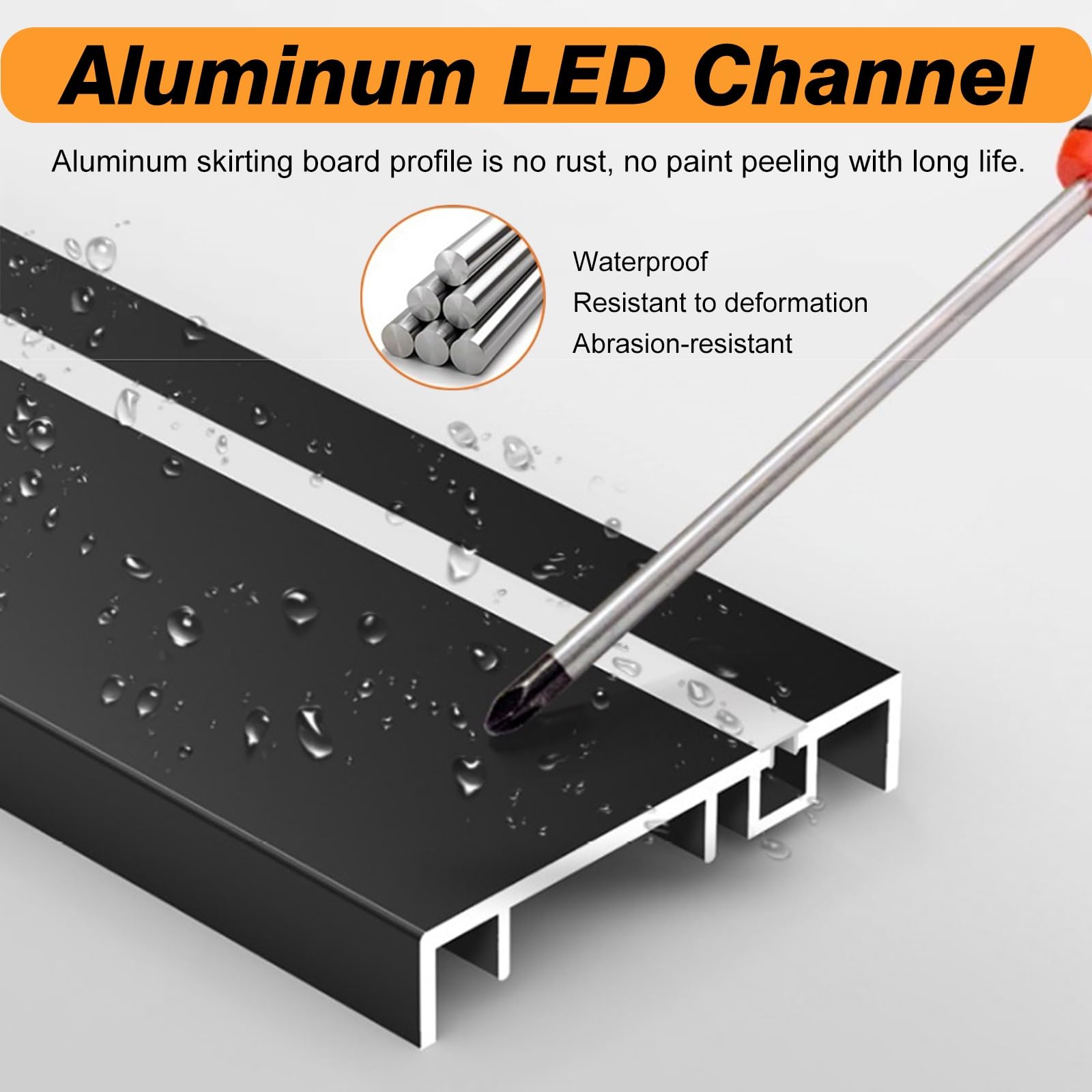 Moldura de remate de Techo, zócalo de Aluminio para iluminación indirecta, Montaje en Superficie de 7,6 x 7,6 cm, 8 Metros de Longitud. Ideal para molduras de Techo y zócalos de Pared. Diseñ