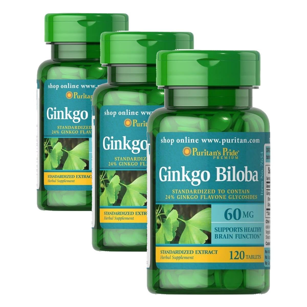 Puritans Pride Ginkgo Biloba Standardized Extract 60 mg Tablets, 120 Count — Amazon image 2