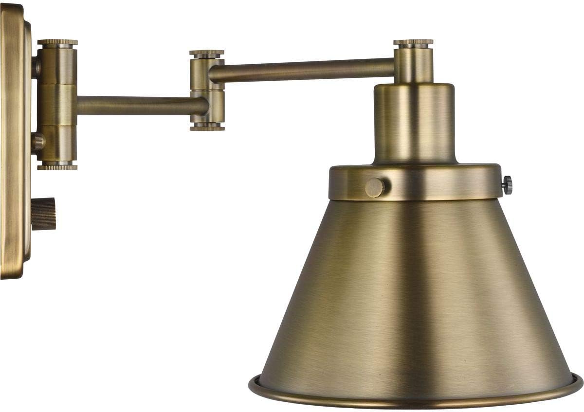 Progress Lighting Hinton Collection Vintage Brass Swing Arm Wall Light