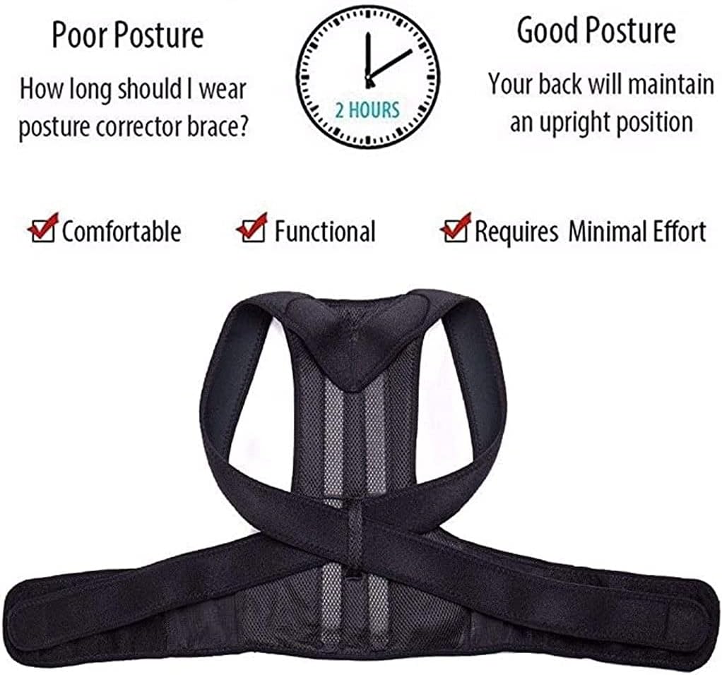 Posture Corrector for Men and Women Decompression Back Brace for Clavicle Support Adjustable Back Straightener Providing Pain Relief from Neck Lumbar Shoulder (Color : Black Size : XXL) (Black Larg