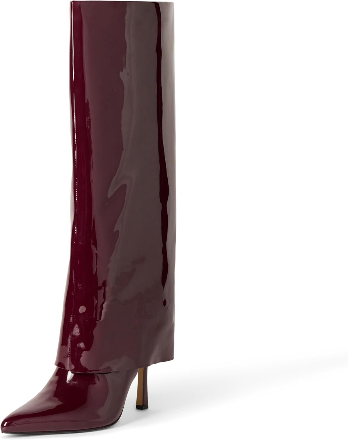 The Drop Women's Jolene Fold Over Tall Boot Classic 6.5 Burgundy Patent