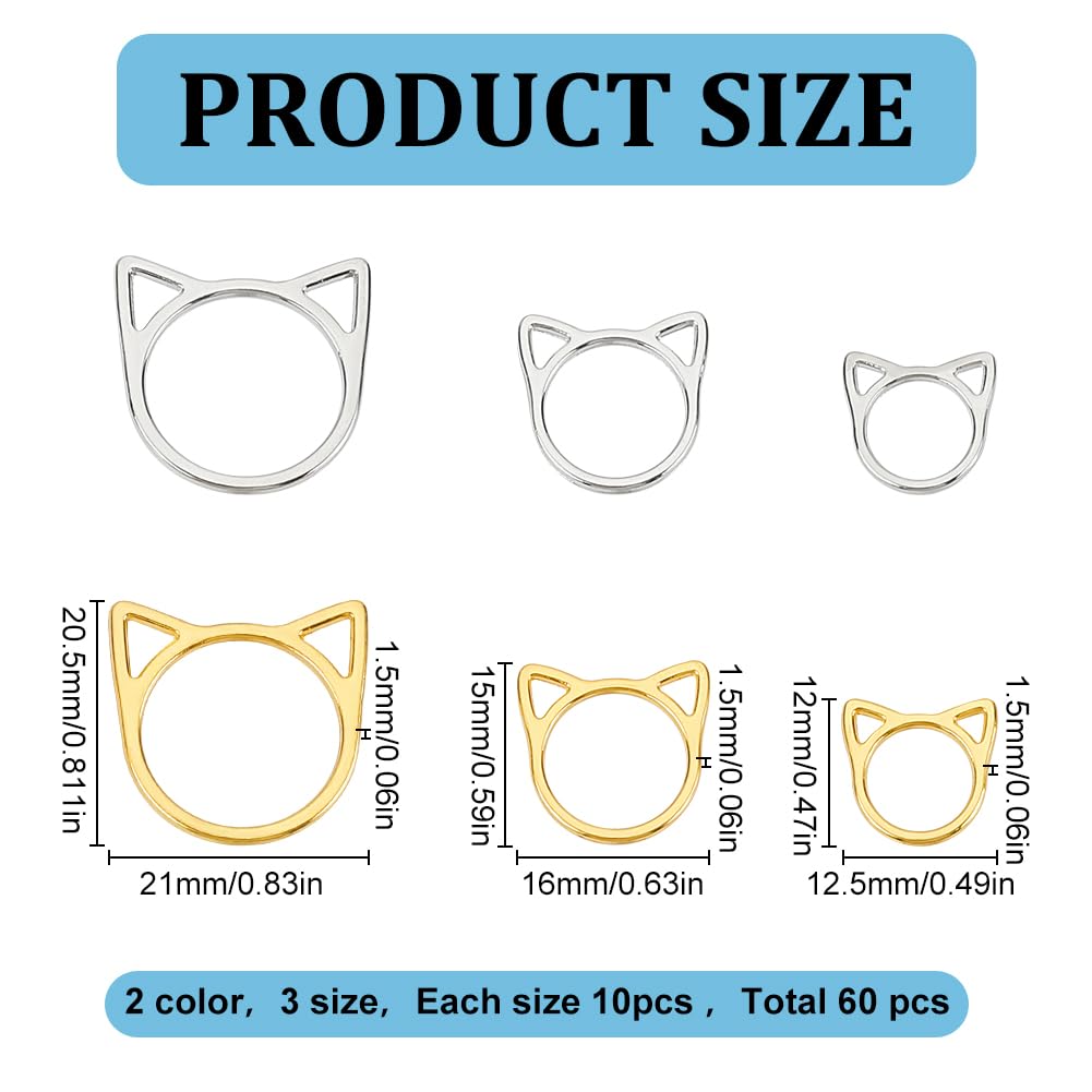 GOMAKERER 60 Pcs 3 Sizes Cat Knitting Stitch Marker Rings, Alloy Loop Stitch Marks Animal Knitting Stitch Mark Knitting Supplies Accessories for DIY and Handmade Crafts