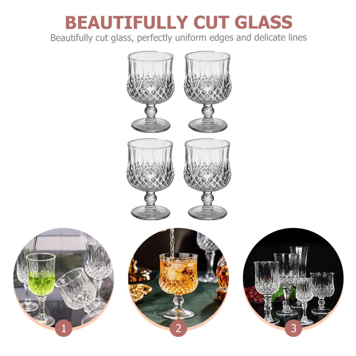 TOYANDONA Verres à Vin Rouge et Gobelets à Cocktail en Verre Dépoli, Lot de 4 Pièces, Adaptés pour Mariages, Fêtes et Banquets