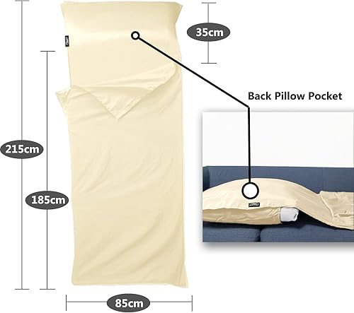 Vista 40 de Frelaxy Forro de saco de dormir ultraligero - Más ligero y compacto, sábanas de viaje de 3 tamaños y saco de dormir para adultos, cómodo