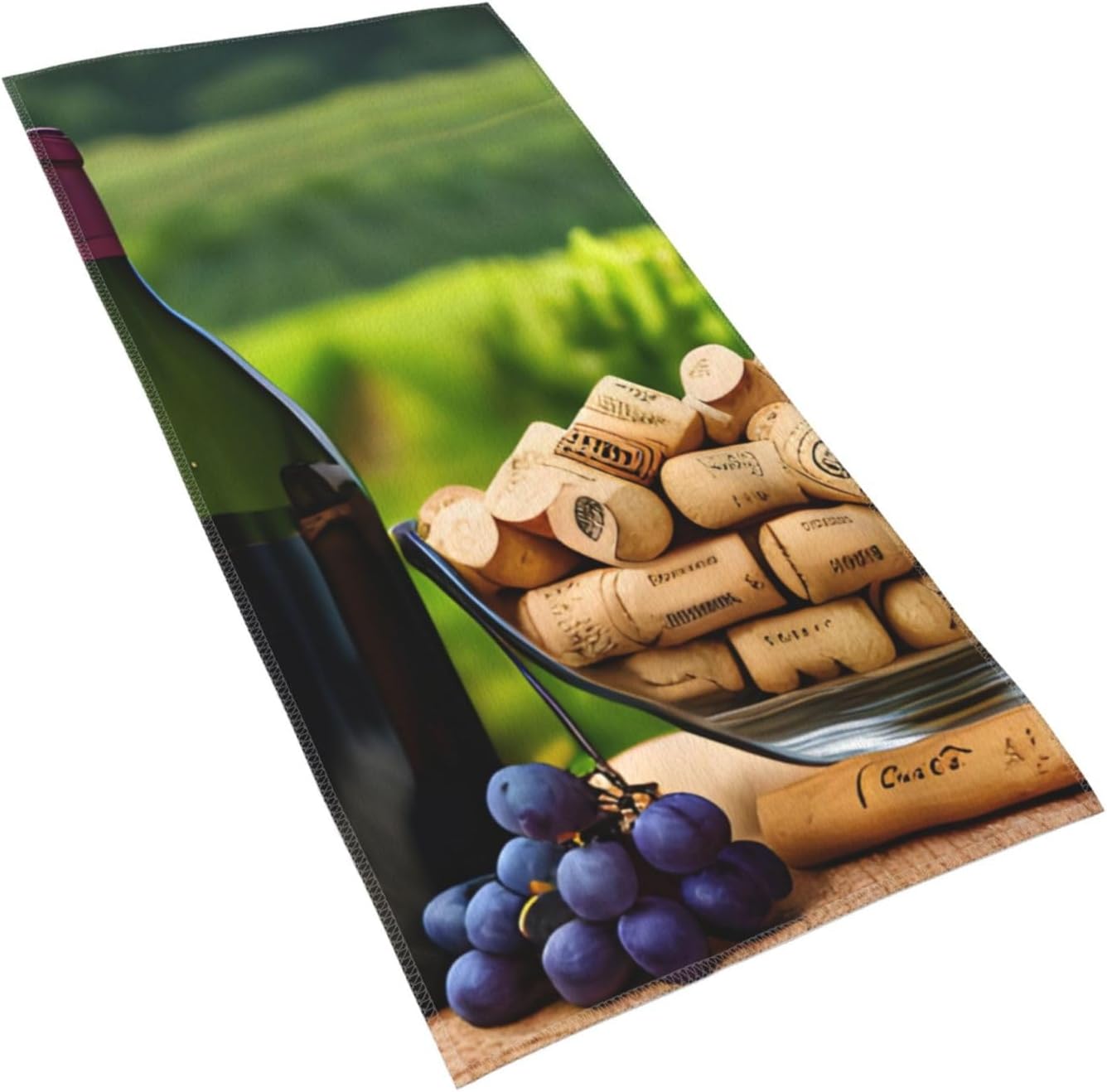 Wine Bottle Corks Grapes Print Hand Towels for Kitchen, Decorative Bathroom Towels Decor Farmhouse Cute for Men Women Gifts