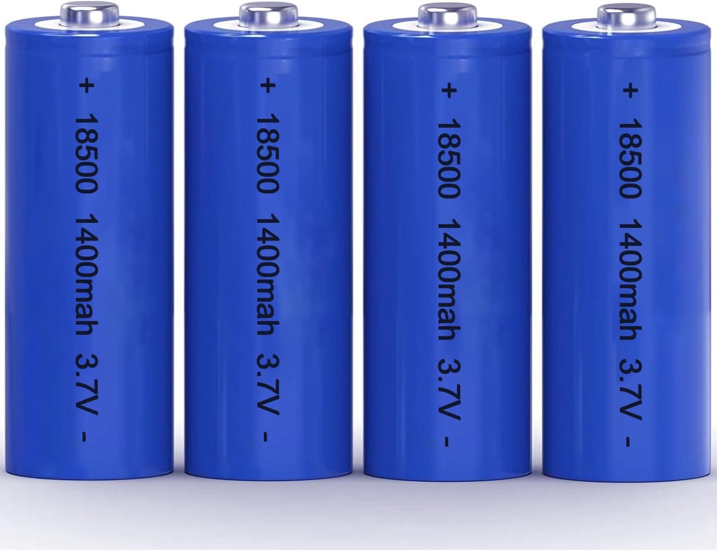 4 Pack 18500 Batteries 3.7V 1400mAh li-ion Button Top Rechargeable, Li-ion ICR 18500 1400mah 3.7v 5.18wh Rechargeable Batteries, for LED Flashlight, Headlamps, Mini Fans etc
