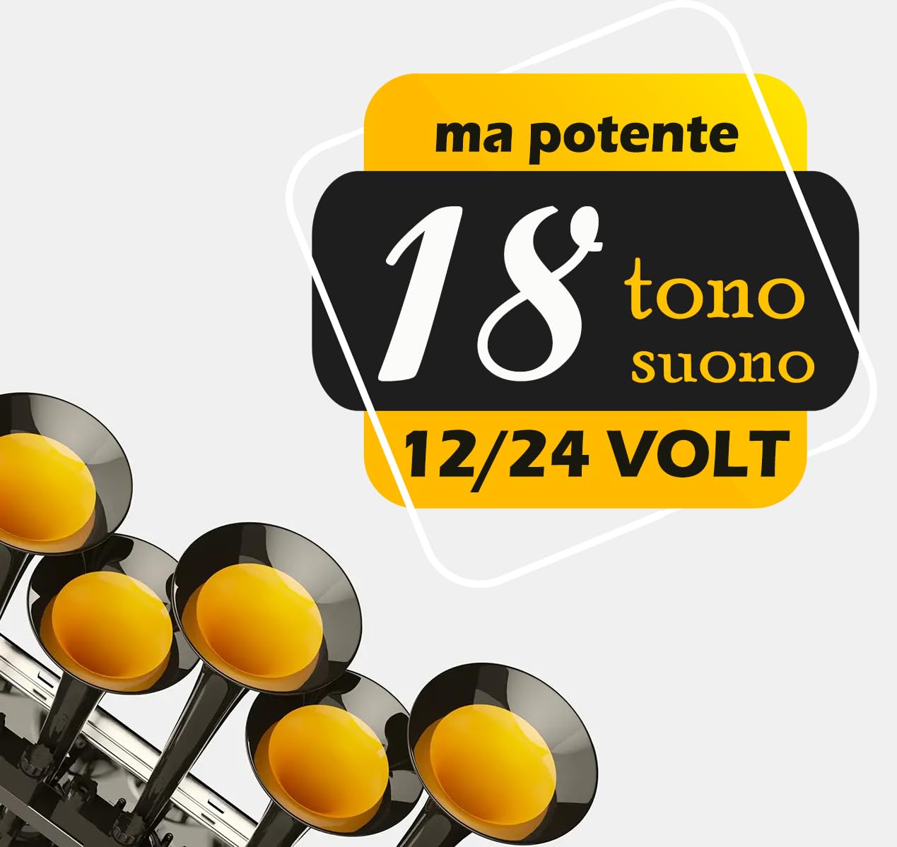 Baby Shark 2.0 | Clacson 12-24 Volts | Musicale Trumpet Klaxon Basuri | 130 Db 18 Melodies | Super Potente Per Camion,Trattore,Agricolo,4x4,Jeep,Bus, Auto,Voiture