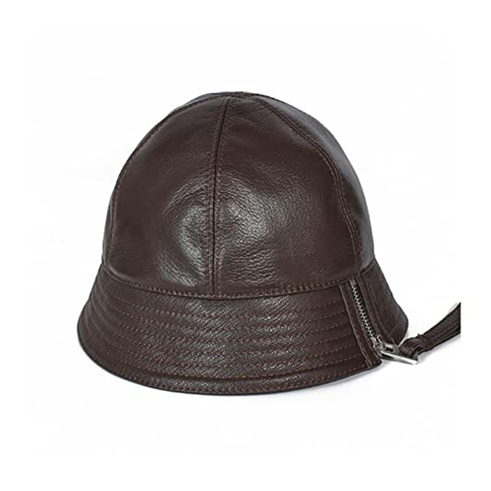 Women’s Real Leather Cap Hat - Sun Caps Bucket Hats for All Seasons (Brown, Large)(Large; Brown)
