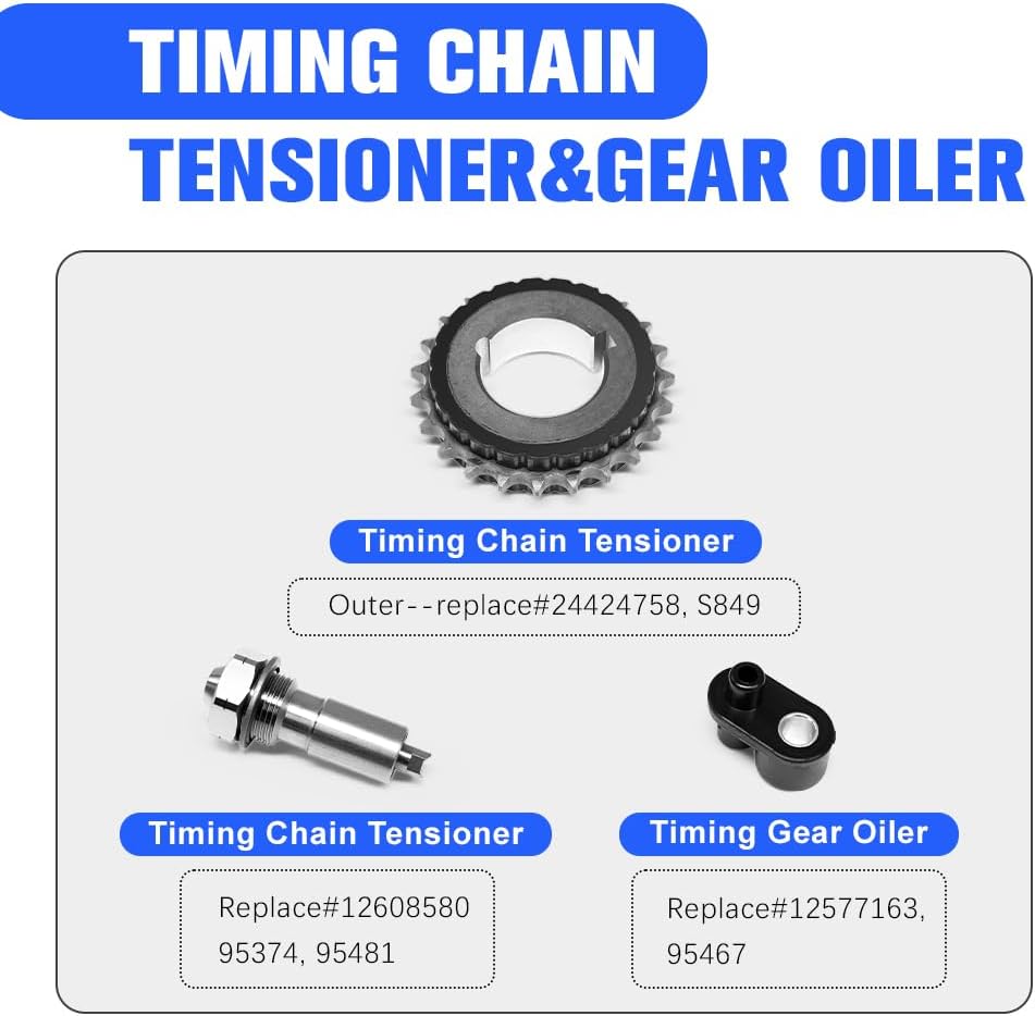 Engine Timing Chain Kit W/VVT Sprocket Compatible with Chevrolet Equinox/Malibu 2009-2017, Buick LaCrosse/Regal 2011-2017, Pontiac G5 2009-2010, GMC Terrain 2011-2017 2.2L 2.4L 4Cyl