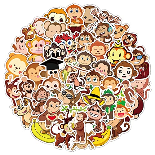 Animal Monkeys Aufkleber für Laptop (50 PCS),Geschenk für Kinder Jugendliche Erwachsene Jungen,Affen Stickers Wasserdicht Vinyl Aufkleber für Scrapbook,Skateboard,Auto,Gepäck