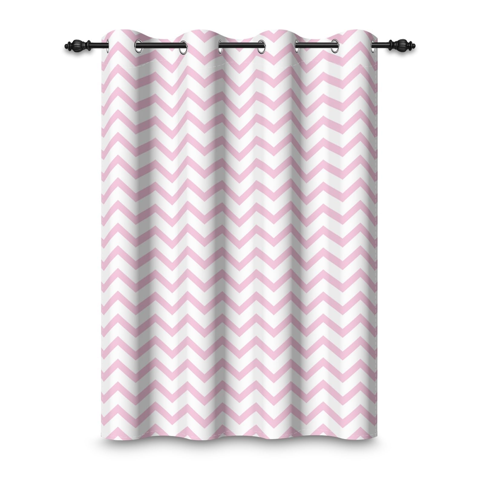 Rideaux à œillets de qualité supérieure motif chevrons roses