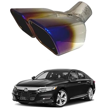 Oshotto Stainless Steel SS-017 Dual Pipe Car Exhaust Muffler Silencer Cover Compatible with Honda Accord (Multicolor)