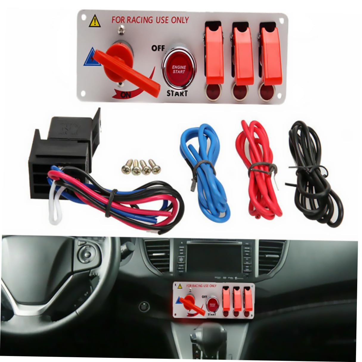 Abaodam Racing Car Ignition Switch Panel Auto Engine Start Push Button Replacement for Car Dashboard Control with Practical Toggle Design