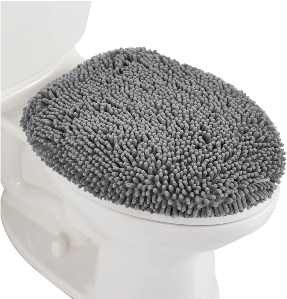 Gorilla Grip Shag Chenille Bathroom Toilet Lid Cover, Machine Wash