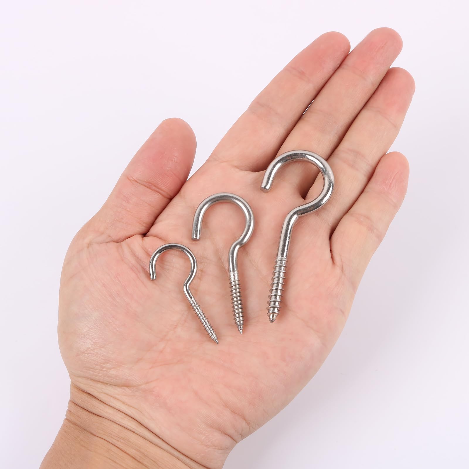 10 Pezzi Ganci a vite M3 x 40mm, Ganci da Soffitto in Acciaio Inox, Multiuso Ganci Avvitabili Gancetti in Metallo, Gancio a Vite per Legno, Piante,Tazze, Decorazioni Artistich