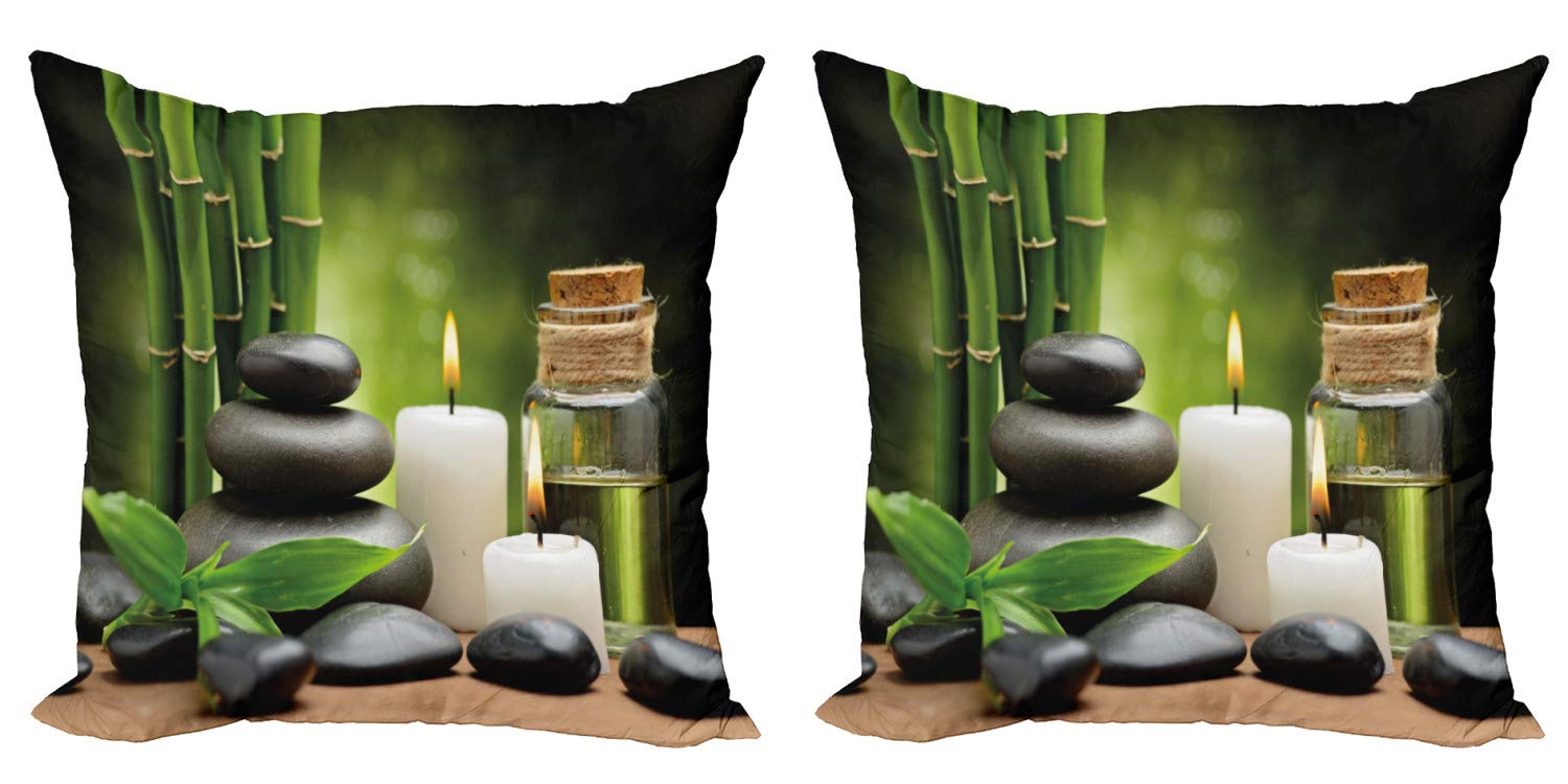 ABAKUHAUS Meditazione Federe Cuscini Set di 2, Yoga Posture