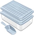 Ice Cube Tray with Lid and Bin for Freezer, Easy Release 2 * 55 Nugget Ice Cube Maker Tray & Mold, Ice Tray with Cover, Storage Container, Scoop. Flexable Durable Plastic, BPA Free