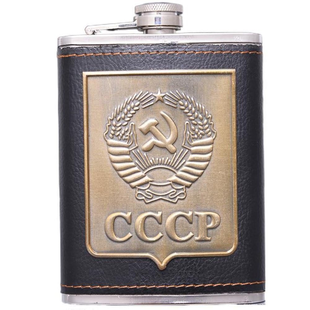 Fituenly Stainless Steel Hip Flask Russia Alcohol Liquor Whiskey Bottle Leak Proof Thin Flask Portable Drinkware 8oz