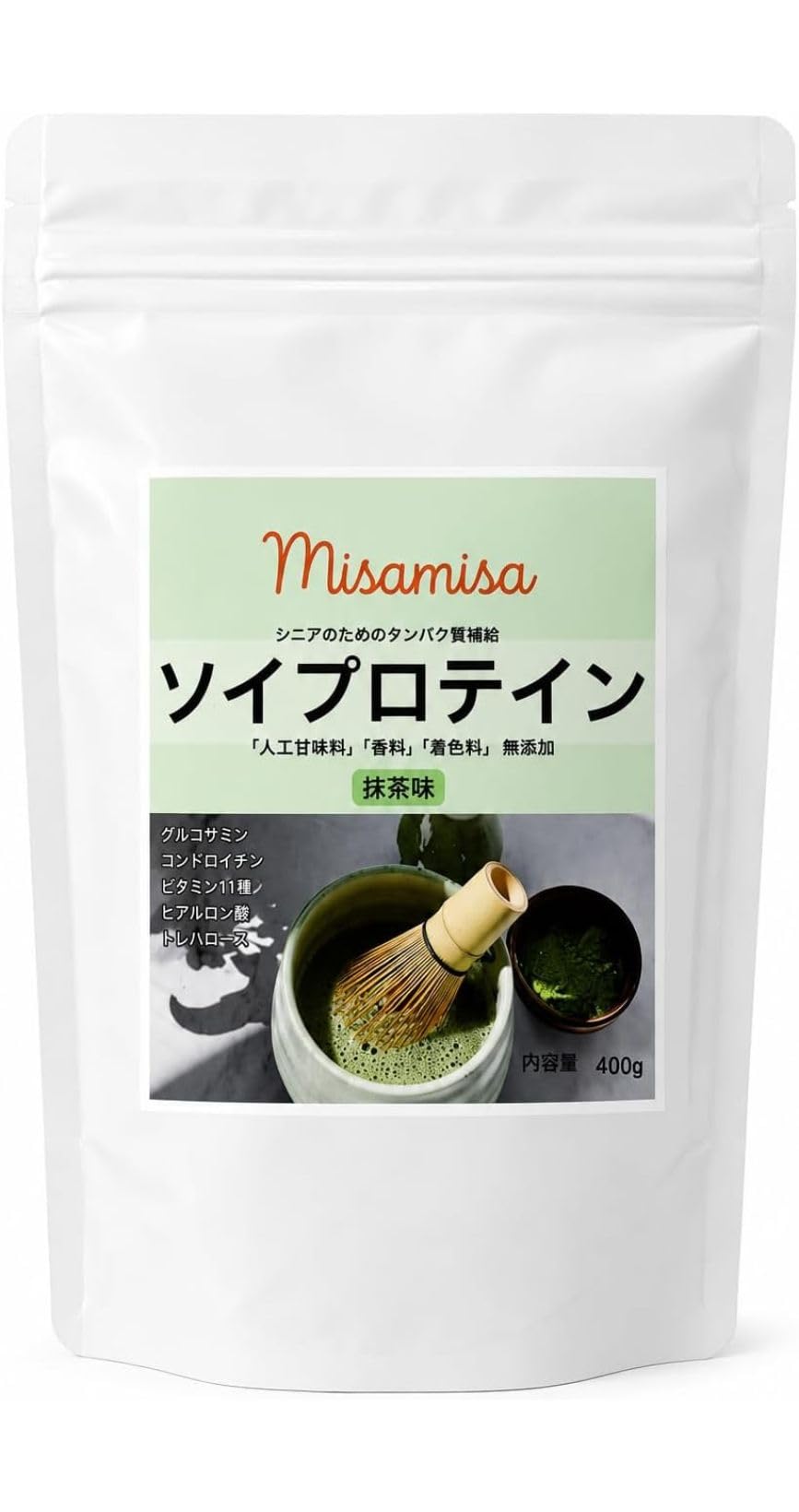 Amazon | Misamisa ソイプロテイン 抹茶味 400g 国内製造 シニア向け
