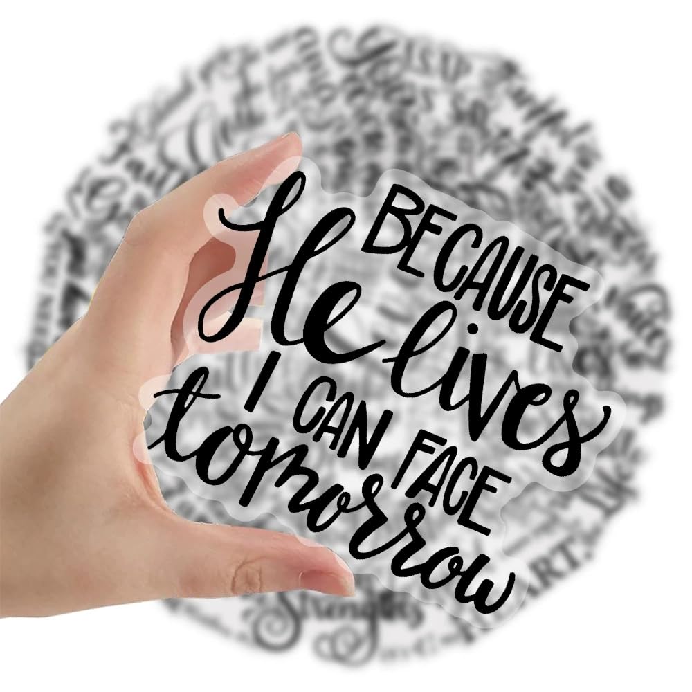 Christian Stickers for Laptop(50 PCS),Gift for Children Teens Adults Girl Boys,Bible Verse Jesus Waterproof Stickers for Skateboard,Scrapbook,Bike,Phone,Computer,Luggage Water Bottle Guitar - Image 2