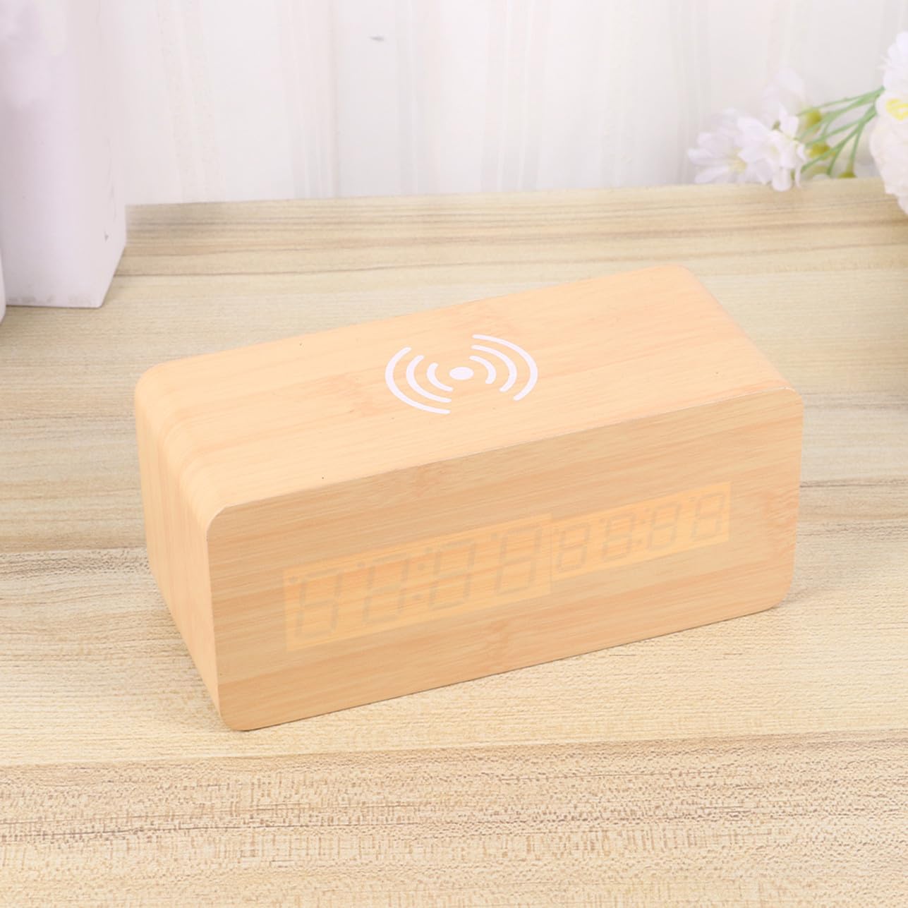 PRETYZOOM Orologio Digitale Wireless Charging in Legno Display LED
