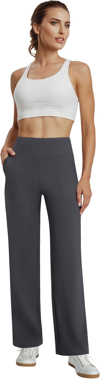 Dress Pants Women Wide Leg, High Waist Stretchy Work Pants Pull On Business Casual Slacks with Pockets - Image 7