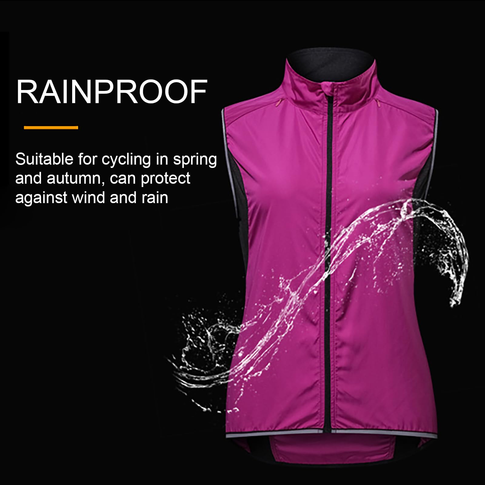 HARLSO Damen Fahrradweste, leicht, atmungsaktiv, reflektierend, ärmellos, winddicht, sonnendicht, für Laufen, MTB, Wandern, Fitnessstudio, Reiten,Pink-XXL