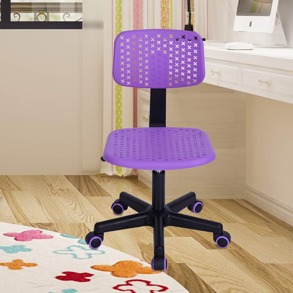 GreenForest Children Student Chair, Low-Back Armless Adjustable Swivel Ergonomic Home Office Student Computer Desk Chair, Hollow Star Purple